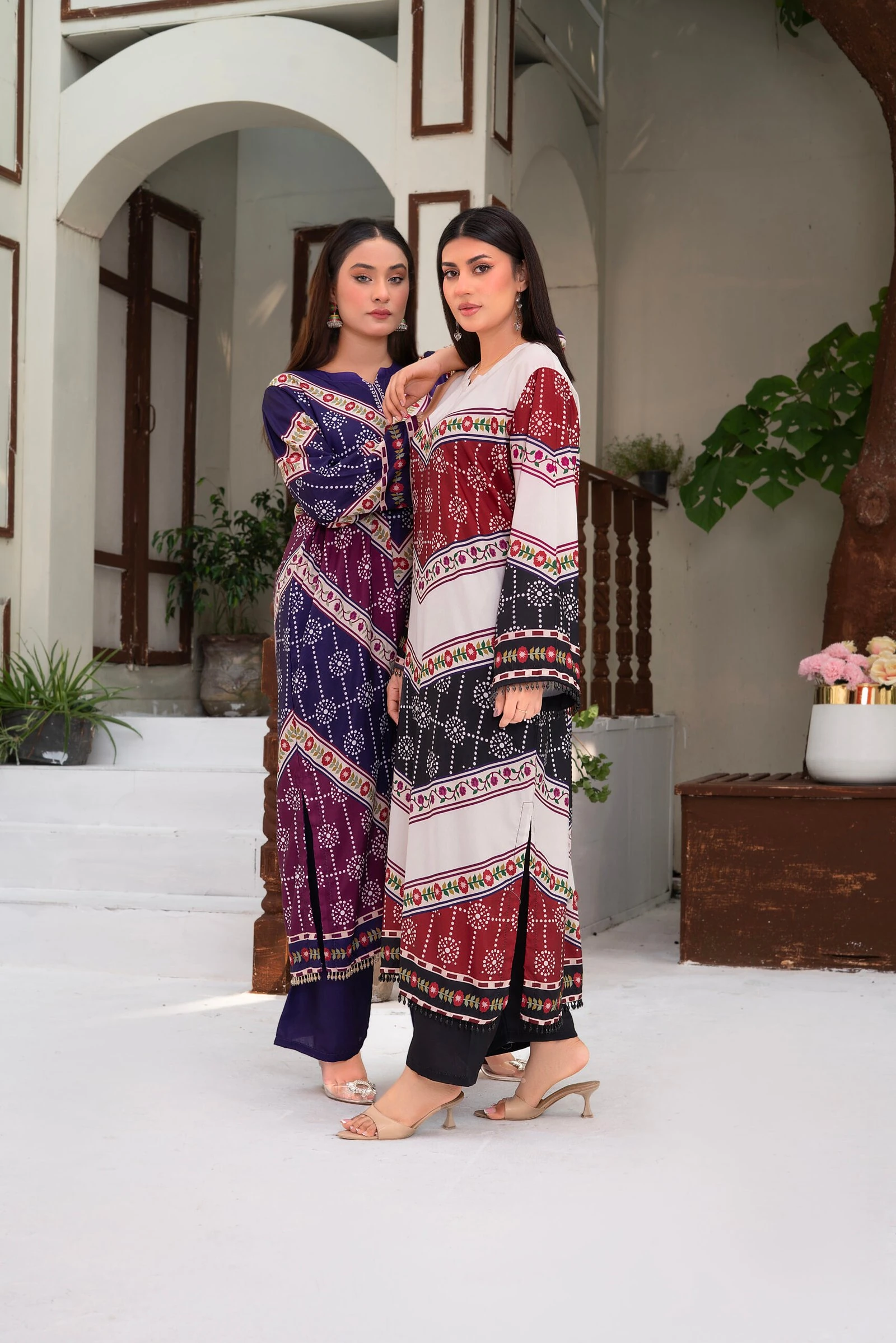 Zeenat 2PC - Maroon Chunri Print Suit - Image 2