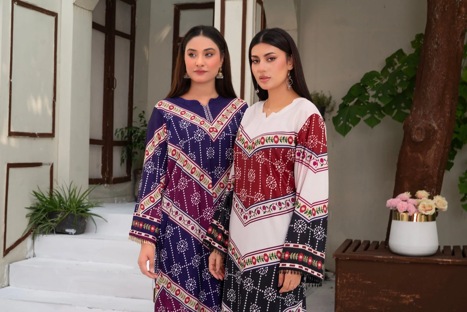 Zeenat 2PC - Maroon Chunri Print Suit - Image 3