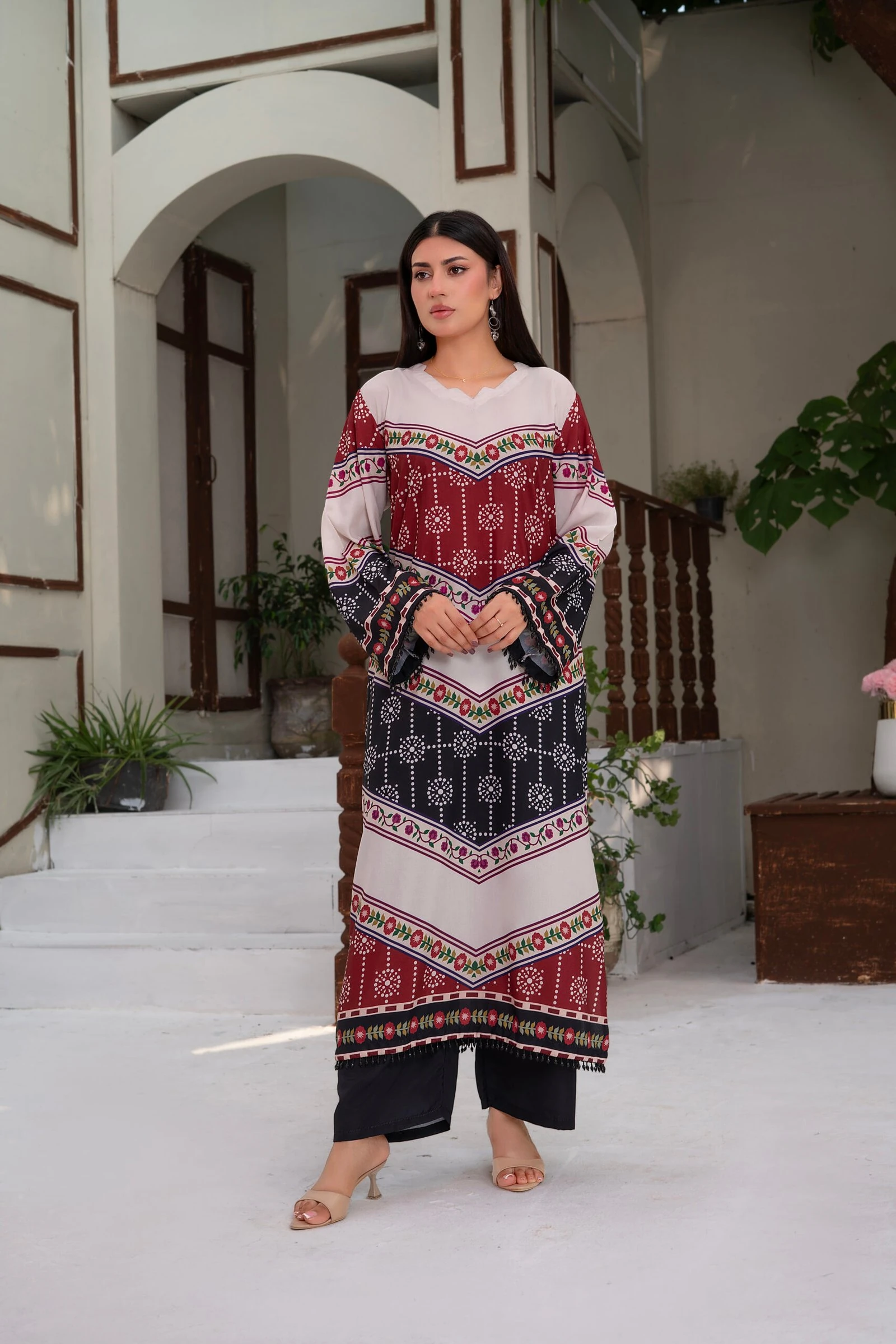 Zeenat 2PC - Maroon Chunri Print Suit