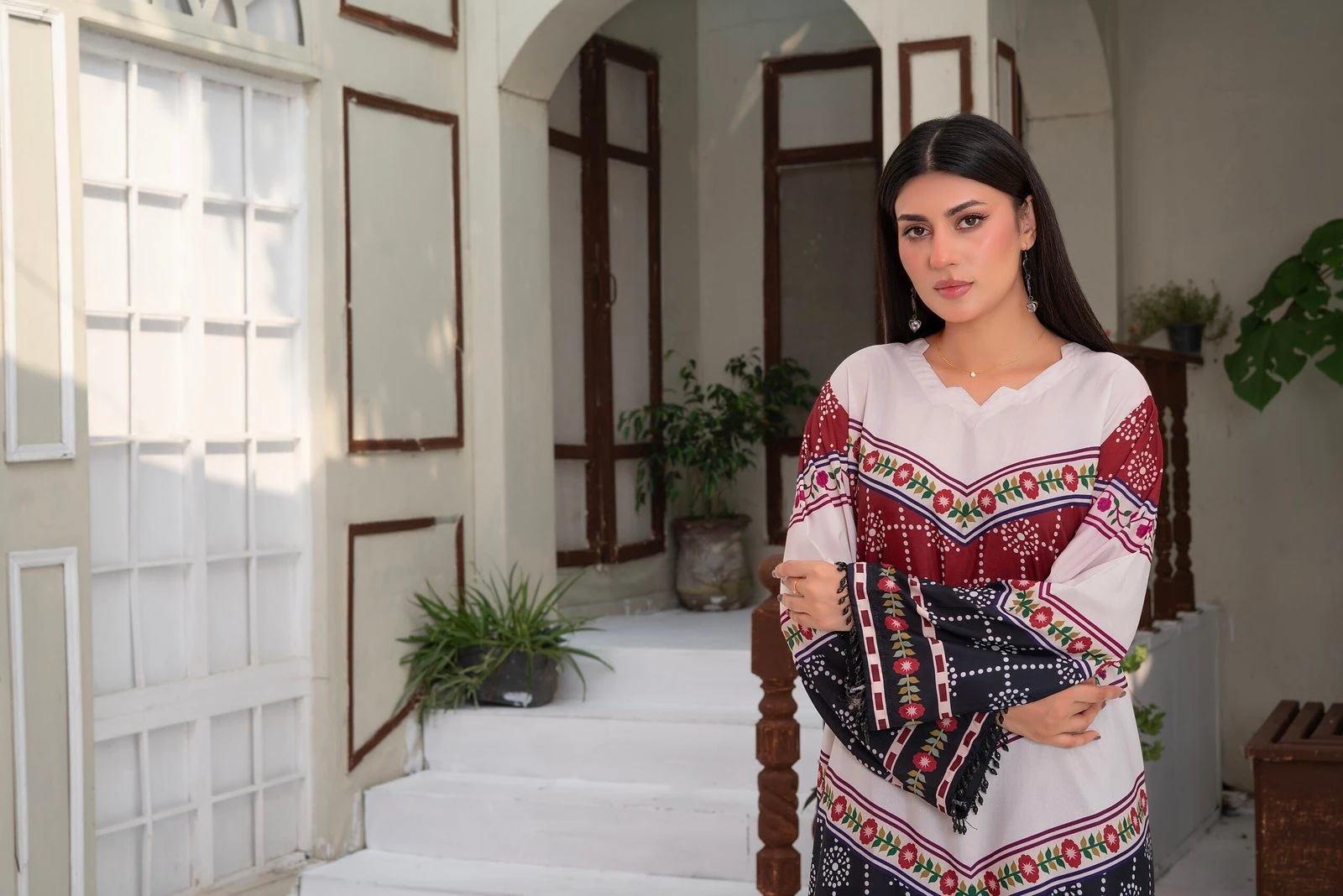 Zeenat 2PC - Maroon Chunri Print Suit - Image 7