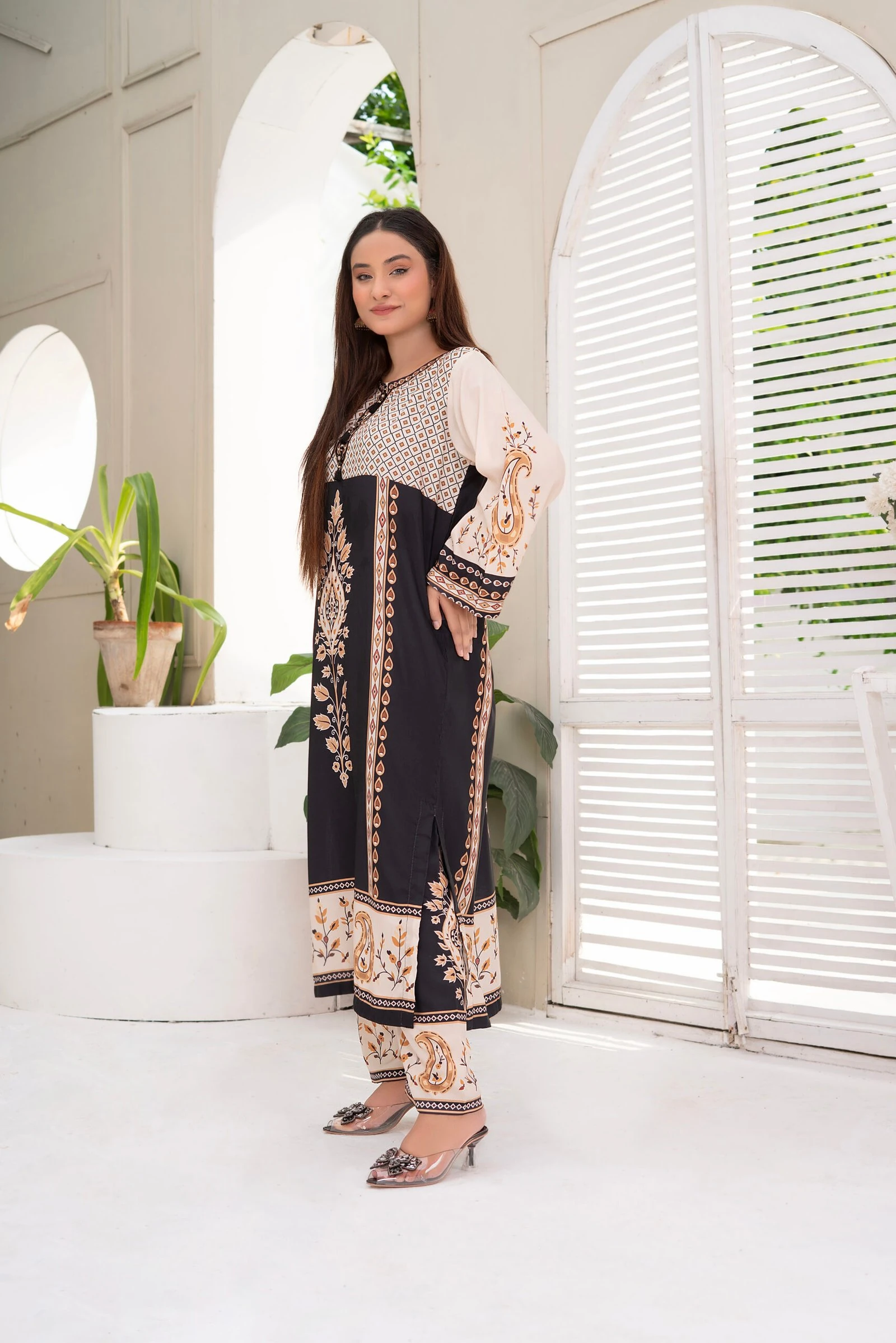 Raunaq 2PC - Black Embroidered Suit - Image 2