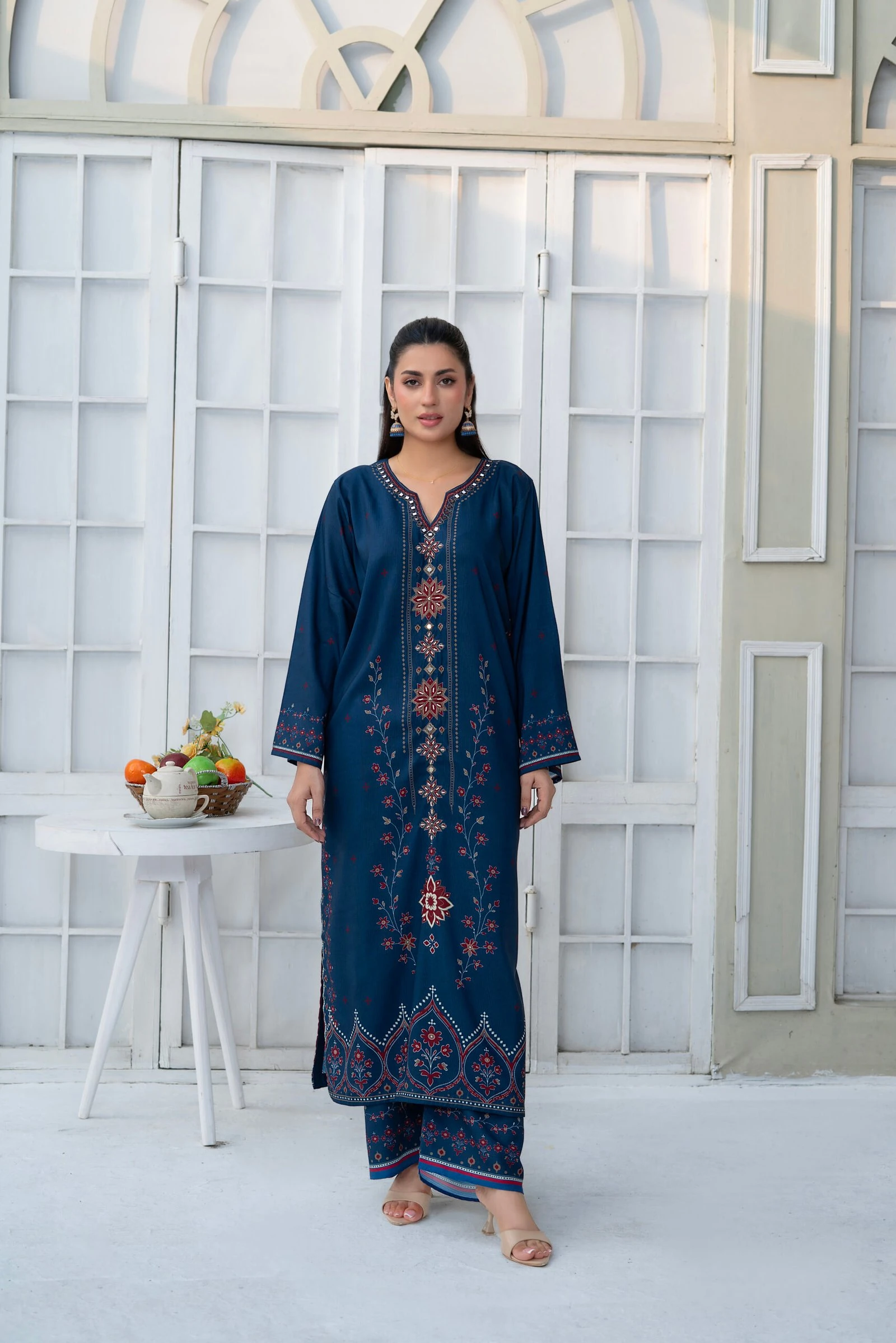 Aleena 2PC - Navy Embroidered Suit
