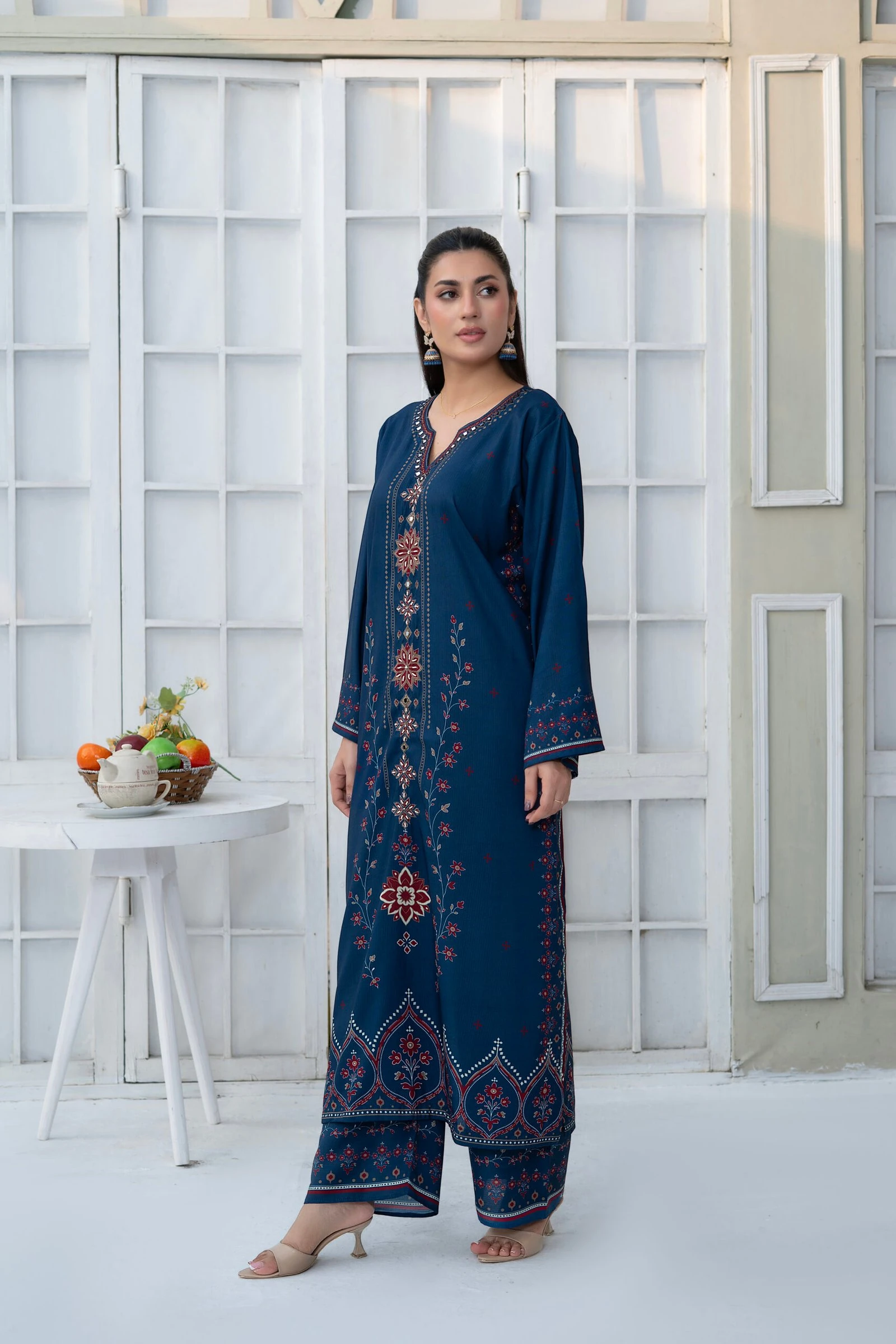 Aleena 2PC - Navy Embroidered Suit