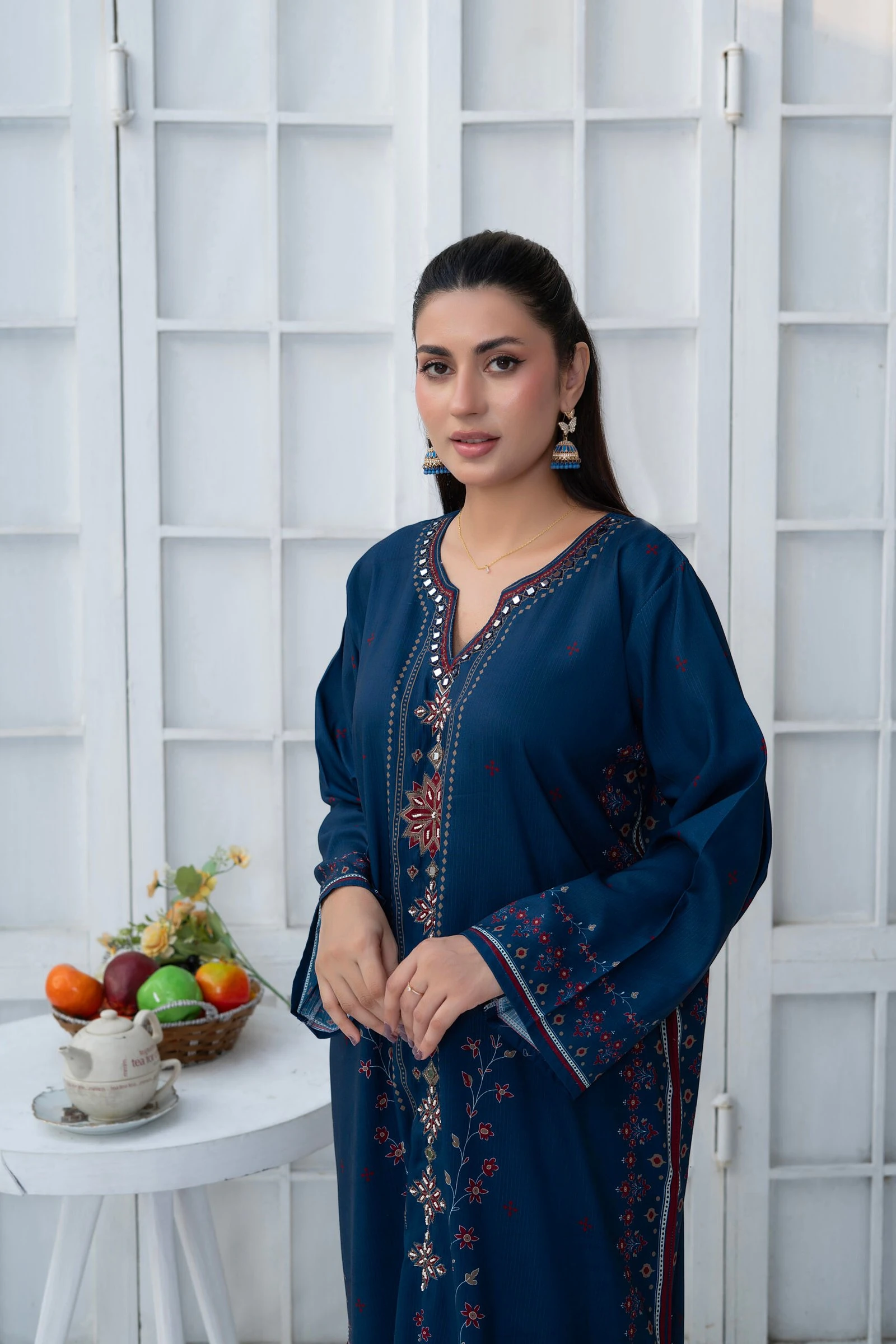 Aleena 2PC - Navy Embroidered Suit