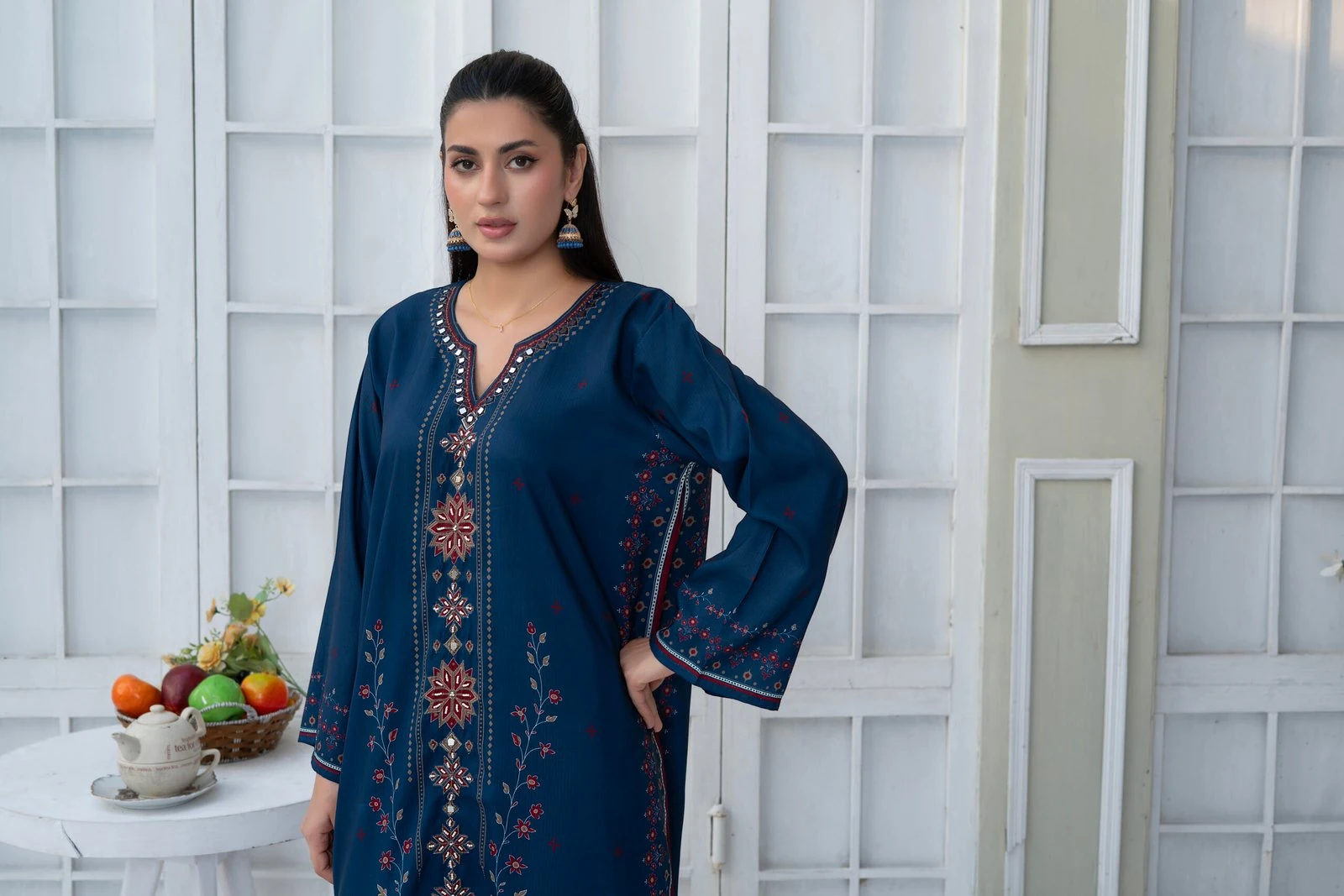 Aleena 2PC - Navy Embroidered Suit