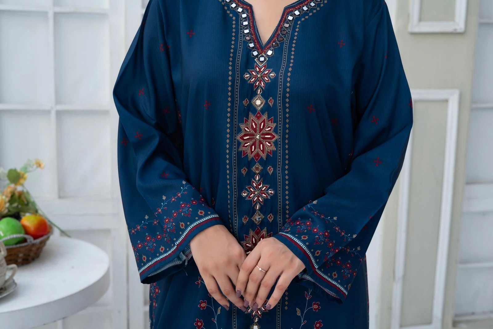 Aleena 2PC - Navy Embroidered Suit