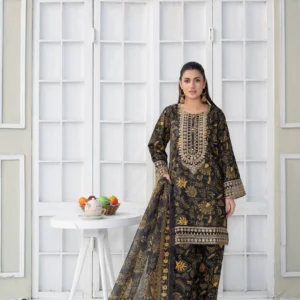 Zarish 3PC - Black Gold Embroidered Suit