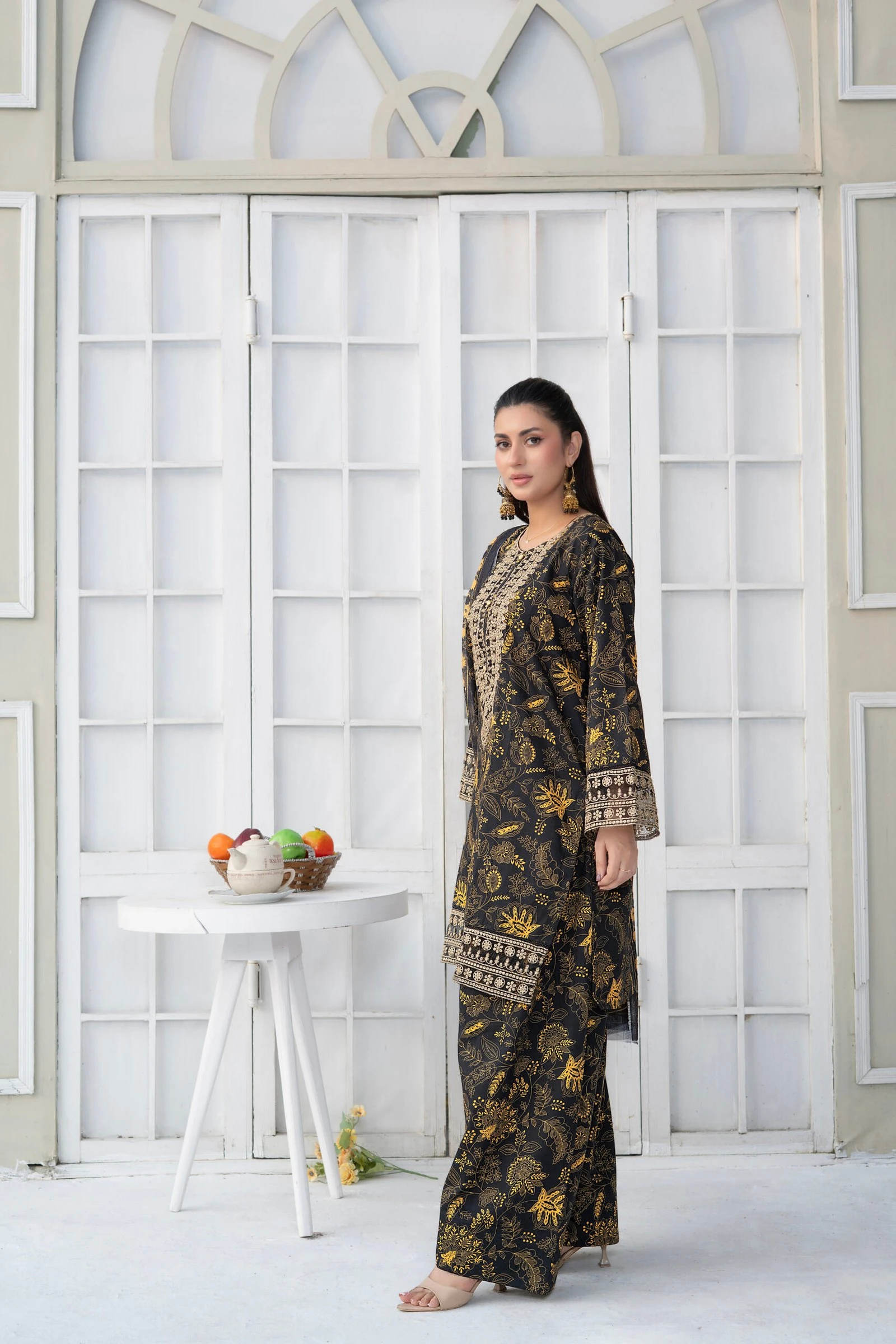 Zarish 3PC - Black Gold Embroidered Suit