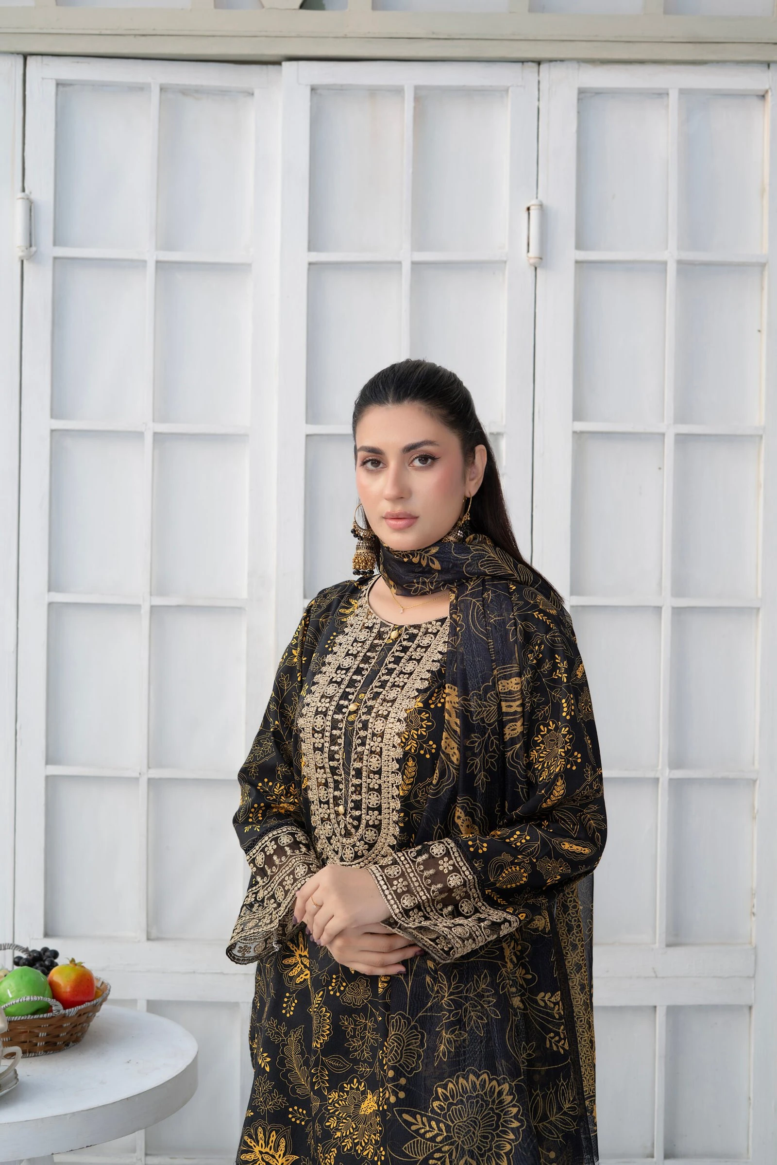 Zarish 3PC - Black Gold Embroidered Suit
